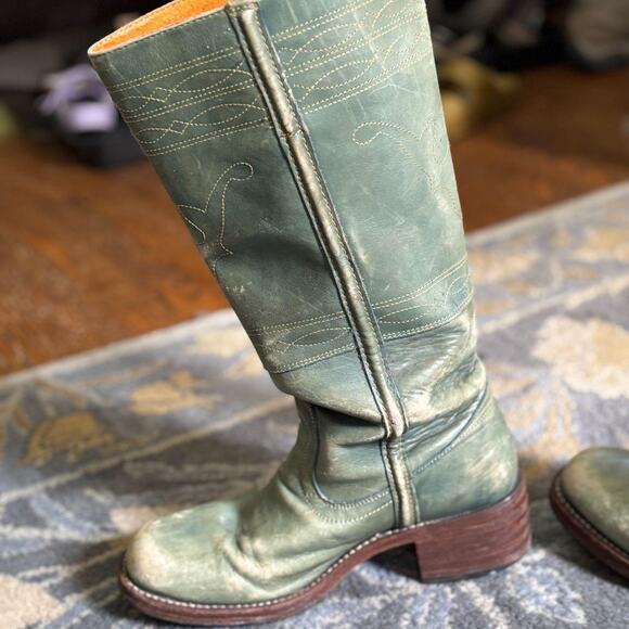Vintage teal Frye 14L campus boots - Picture 4 of 7